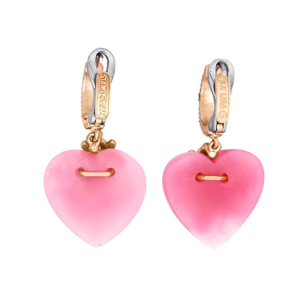 Pink Peruvian Opal Gold and Diamond Heart Earrings - Stambolian | House ...