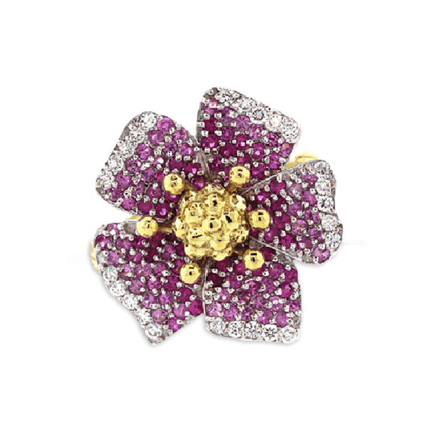 Shaded Pink Sapphire and Diamond Flower Ring - Stambolian | House of ...